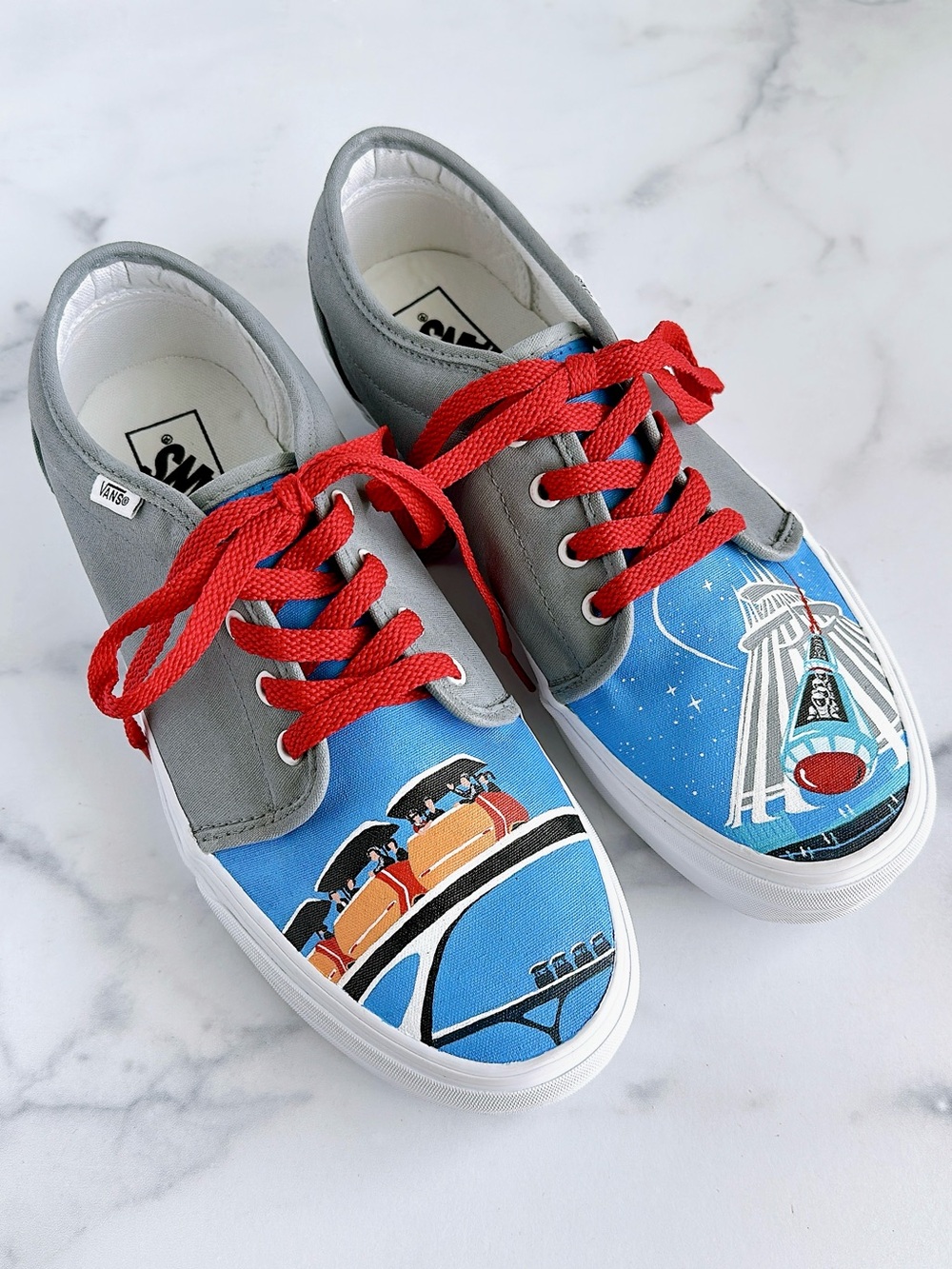 Vans Disney Tomorrowland Inspired Painted Sneakers with Red Laces